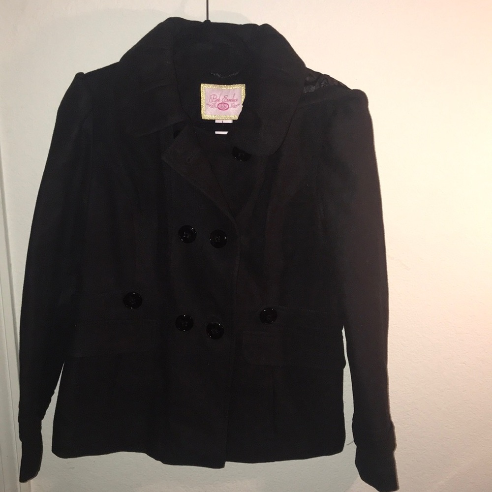 Black hooded peacoat